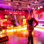 Gala performing a traditional Gaucho dance with boleadoras on TV